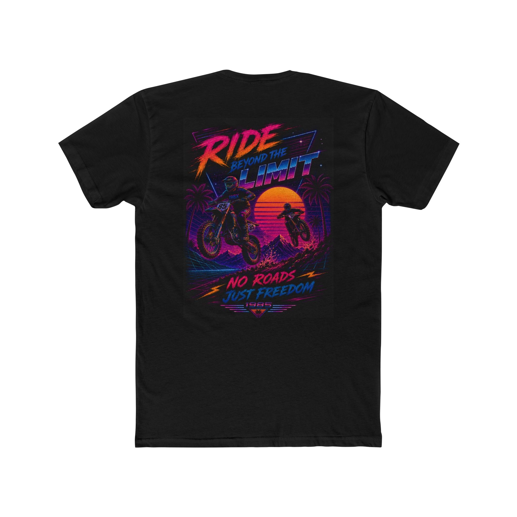 Ride Beyond the Limit Synthwave Motocross Tee