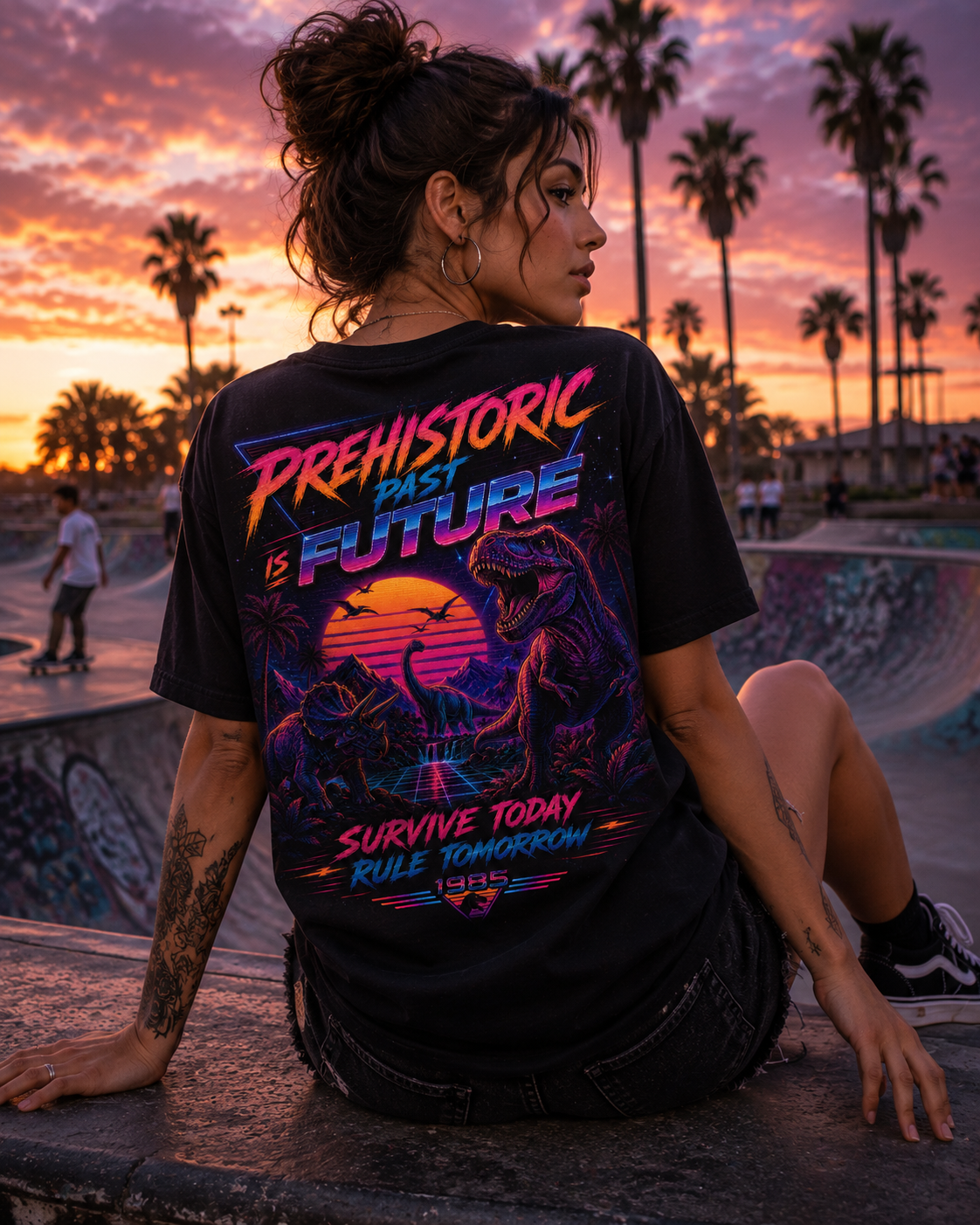 Prehistoric Past Is Future Retro Dino Tee