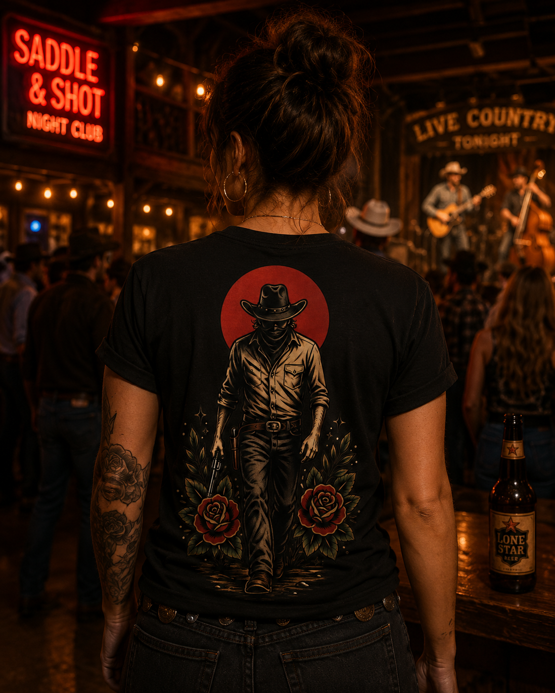 Outlaw Cowboy Traditional Tattoo Tee