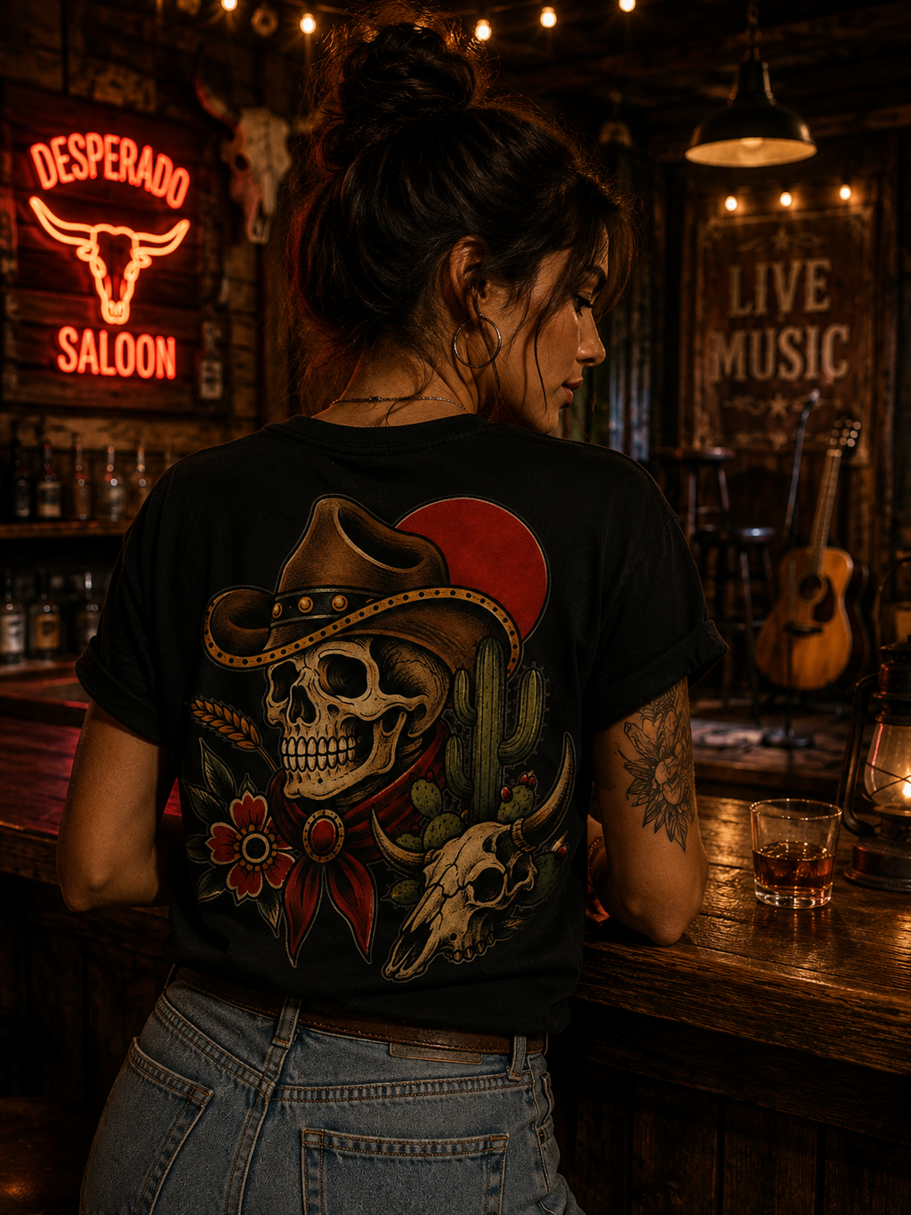 Ride Free Western Skull Tattoo Tee