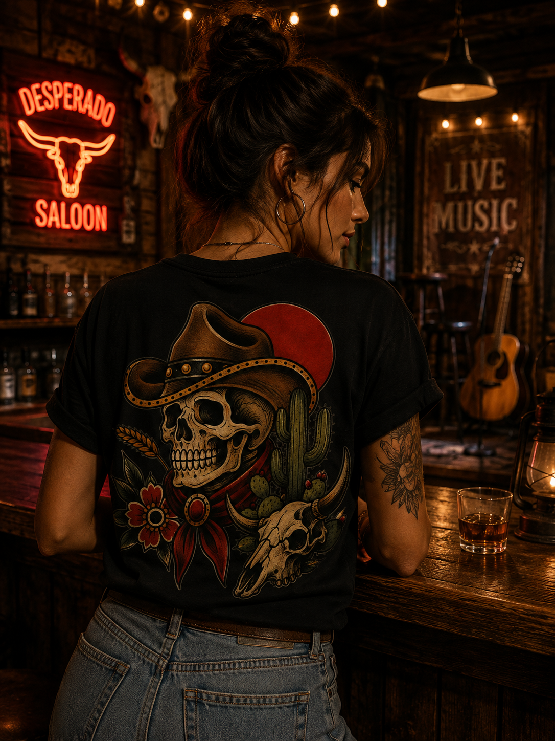 Ride Free Western Skull Tattoo Tee