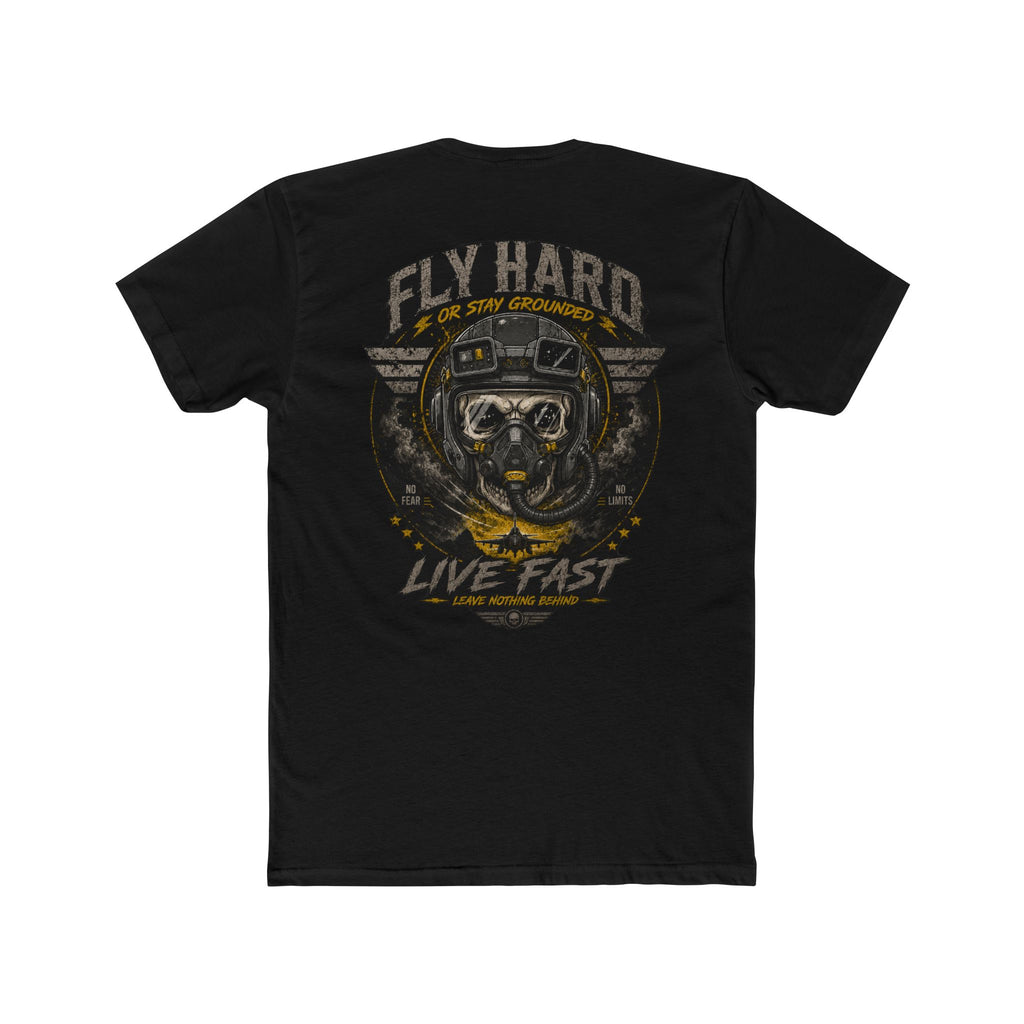 Fly Hard Pilot Skull Live Fast Tee