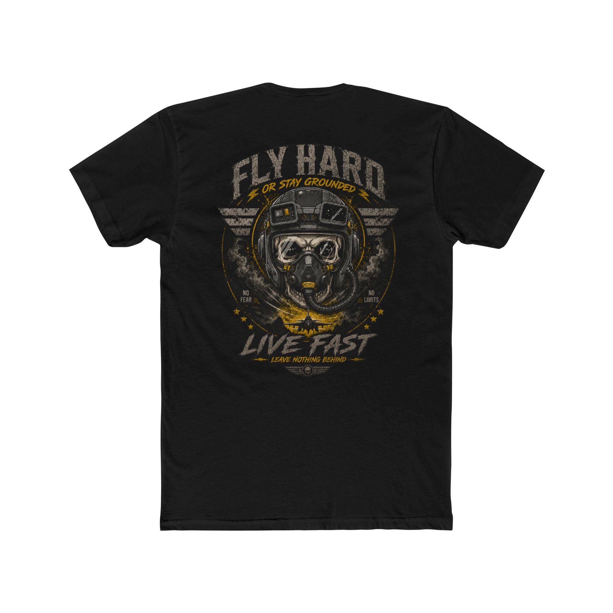 Fly Hard Pilot Skull Live Fast Tee